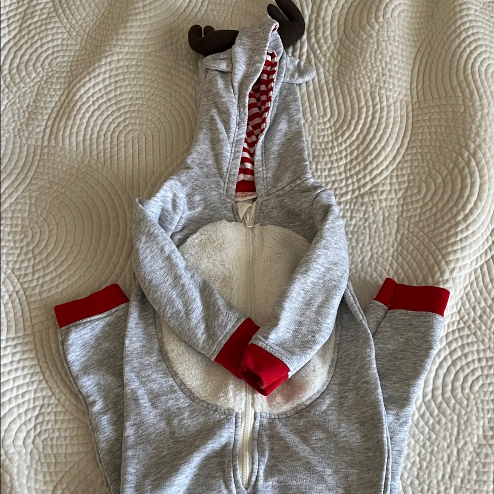Cat & Jack Gray and Red RainDeer Onesie - Picture 2 of 5
